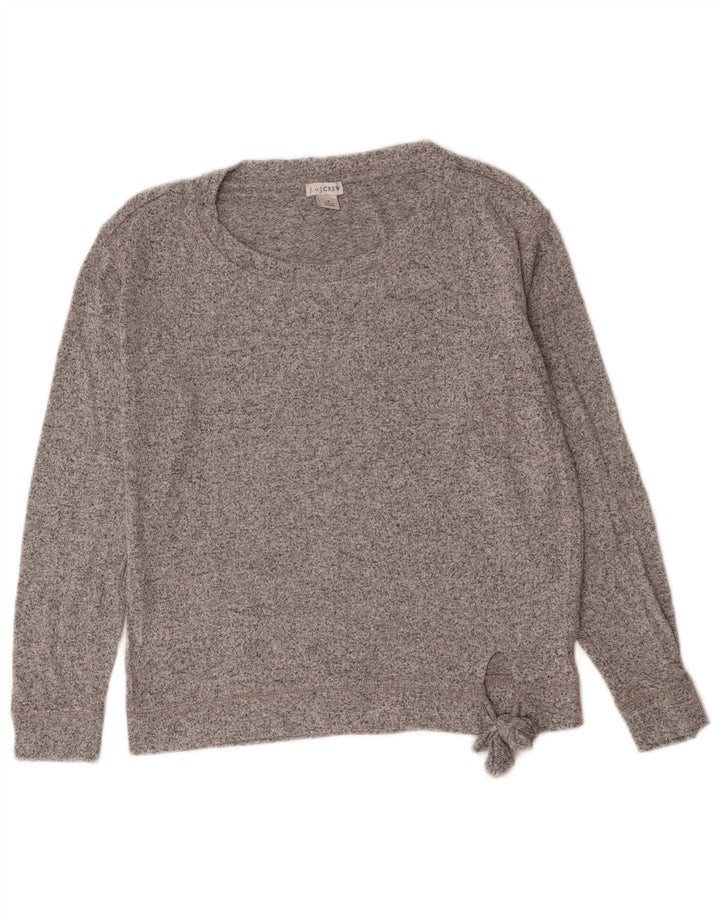J. Crew Suéter feminino grande com gola canoa Reino Unido 10 pequeno cinza manchado
