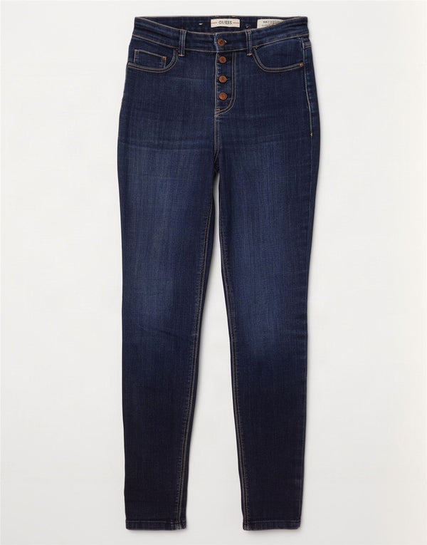 Guess Calça jeans feminina cintura alta W27 L30 azul marinho algodão