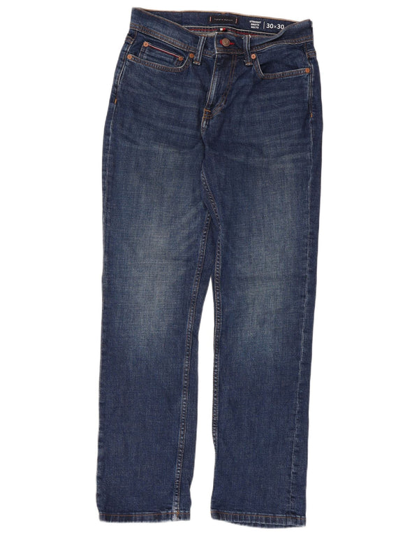 Tommy Hilfiger Masculino Droite Straight Jeans W30 L30 Azul Algodão