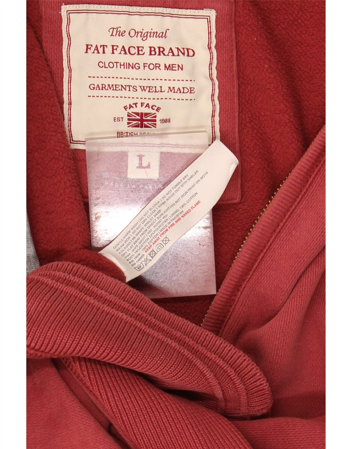 Suéter masculino com capuz e zíper Fat Face grande algodão vermelho