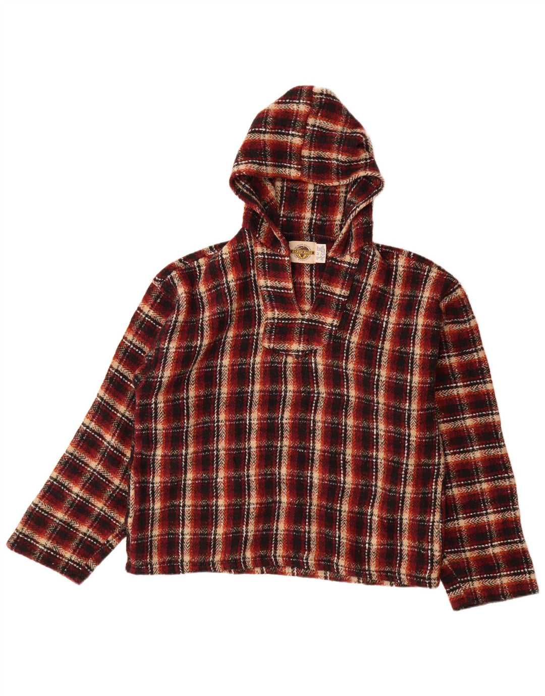 Jumper com capuz masculino Earth Ragz médio vermelho xadrez poliéster hippie
