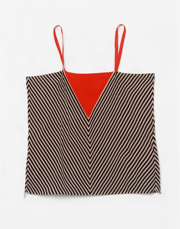 Cami Top Feminino Vintage UK 12 Médio Preto Chevron