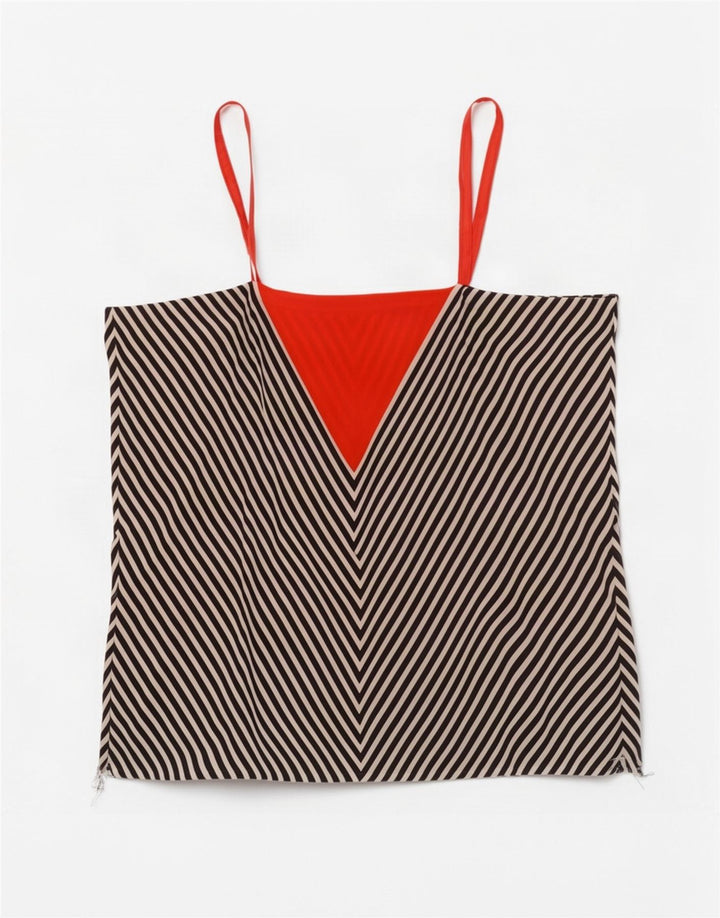 Cami Top Feminino Vintage UK 12 Médio Preto Chevron