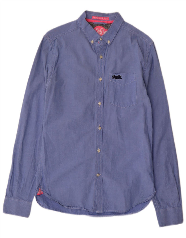 Camisa masculina Superdry pequena azul algodão