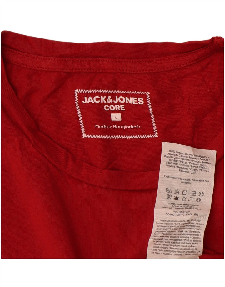 Camiseta gráfica masculina Jack & Jones grande algodão vermelho