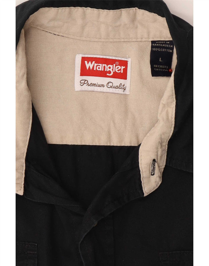 Wrangler Camisa masculina de manga curta grande algodão preto