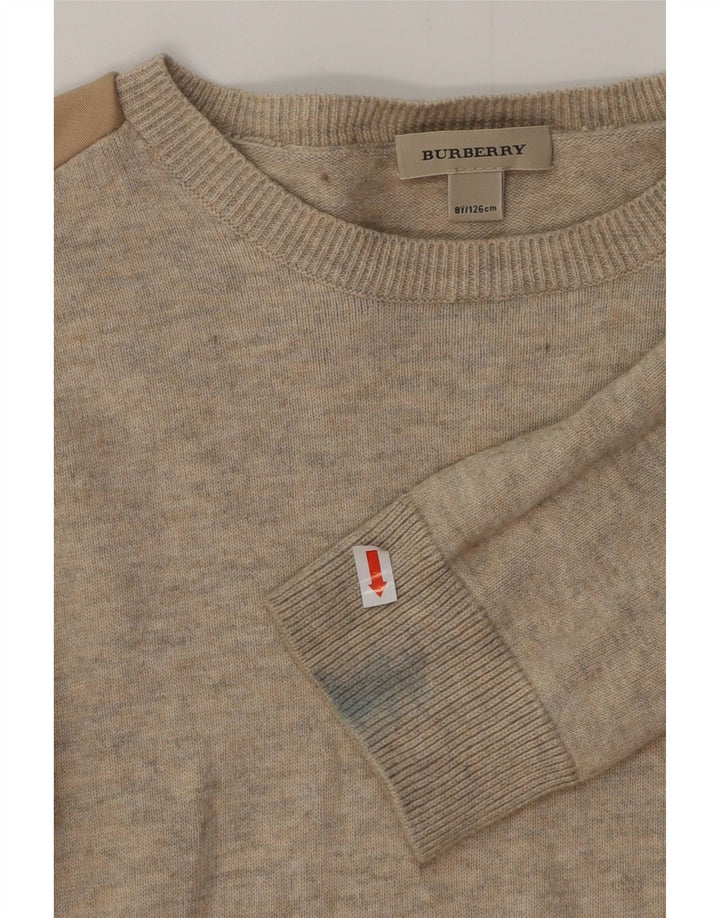 BURBERRY Suéter feminino com gola canoa 7-8 anos algodão bege