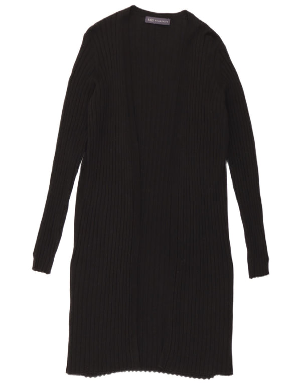 Marks & Spencer Suéter feminino Longline Open Cardigan Reino Unido 10 Pequeno Preto