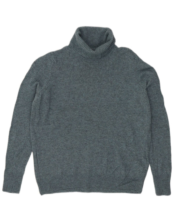Suéter feminino Marks & Spencer com gola redonda Reino Unido 14 lã azul médio