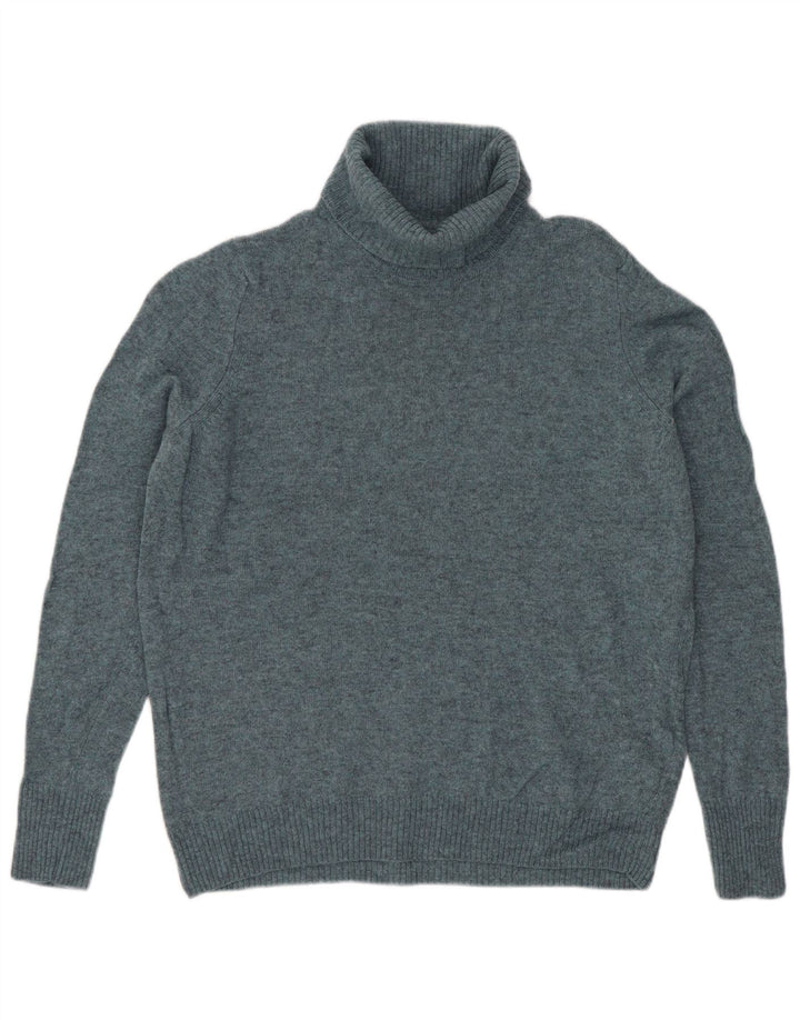 Suéter feminino Marks & Spencer com gola redonda Reino Unido 14 lã azul médio