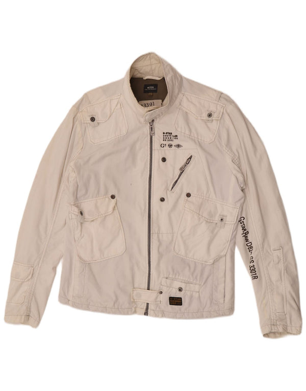 Jaqueta utilitária masculina G-Star UK 40 grande algodão branco