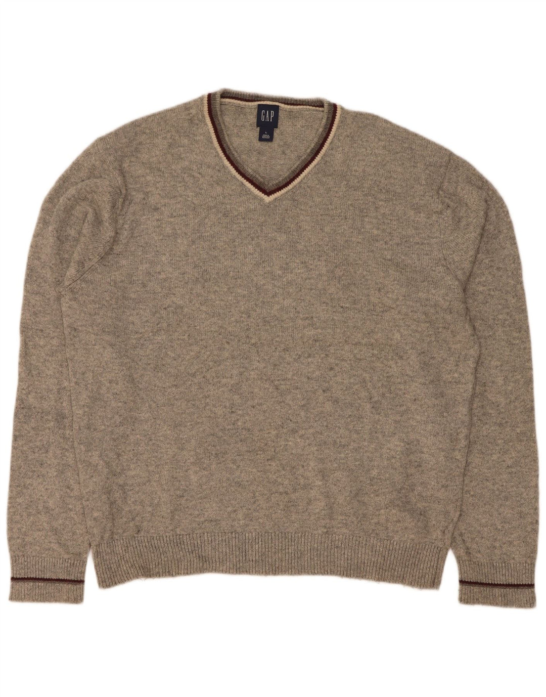 Suéter masculino Gap com decote em V grande algodão manchado cinza