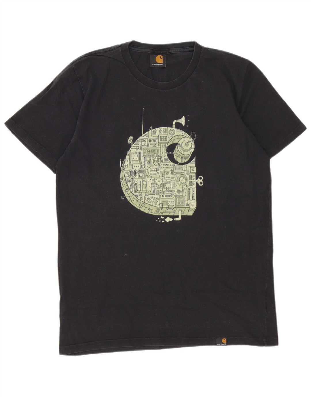 Camiseta gráfica masculina Carhartt Top médio algodão preto