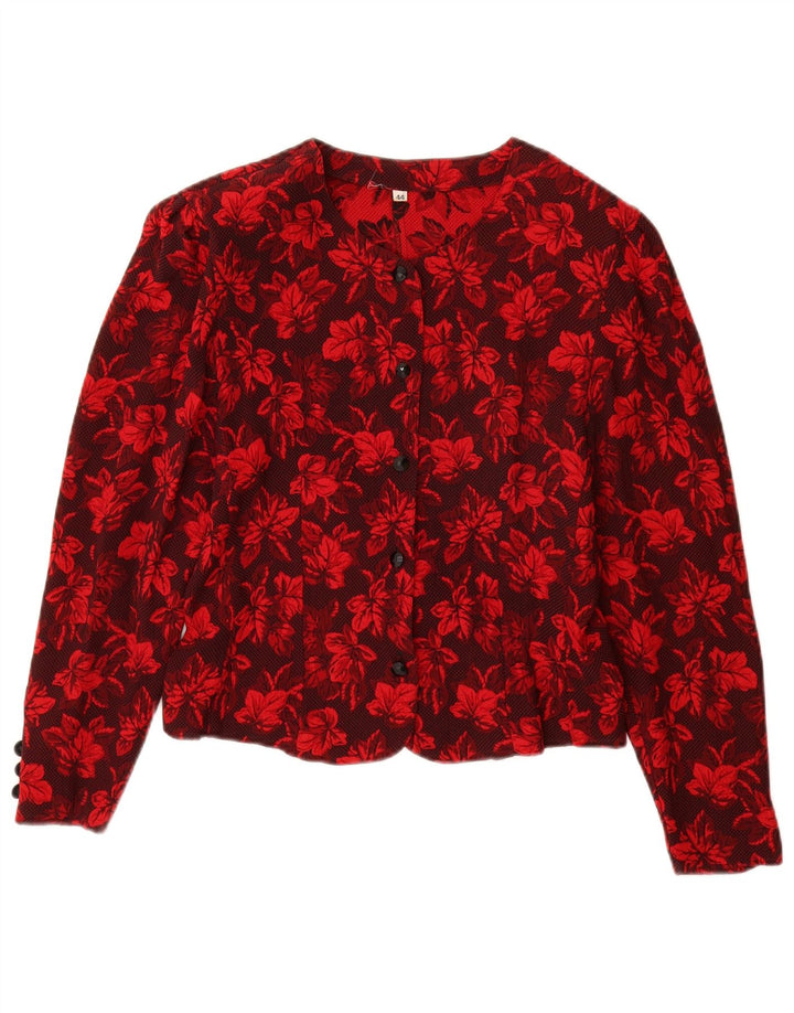 Cardigan feminino vintage IT 44 viscose floral vermelha média
