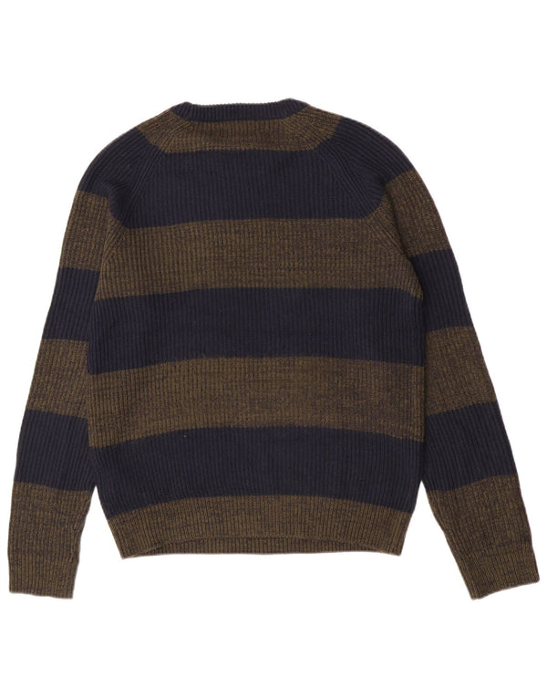 Suéter masculino Jack & Jones com gola redonda, pequeno acrílico listrado azul marinho