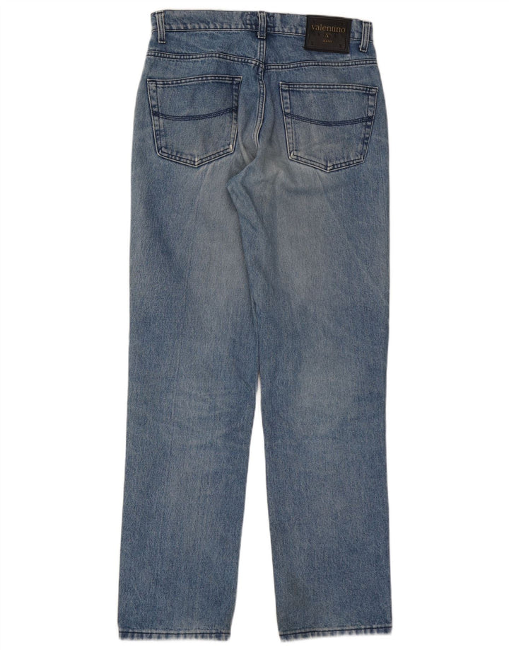 Valentino Mens Straight Jeans W33 L33 Azul Algodão