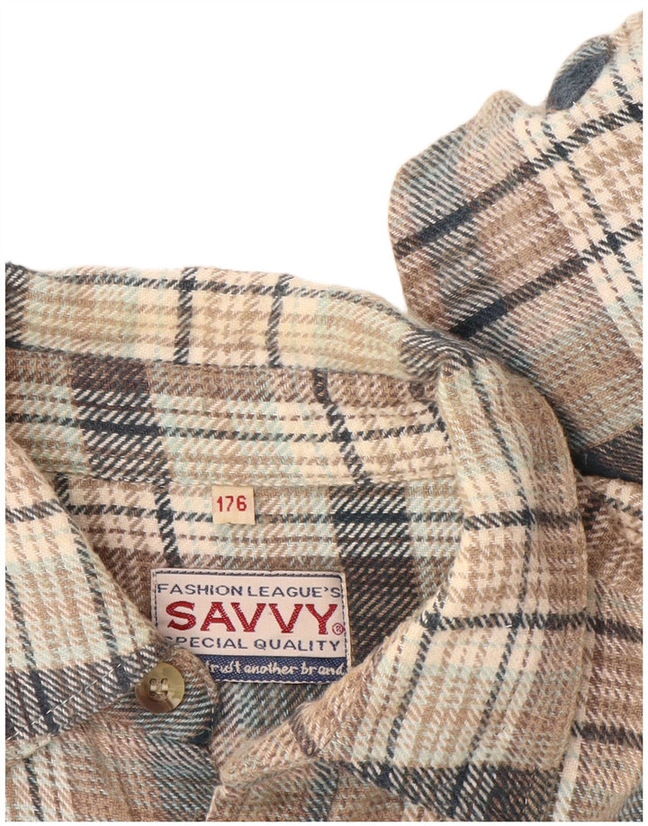 Camisa masculina de flanela SAVVY algodão xadrez cinza médio
