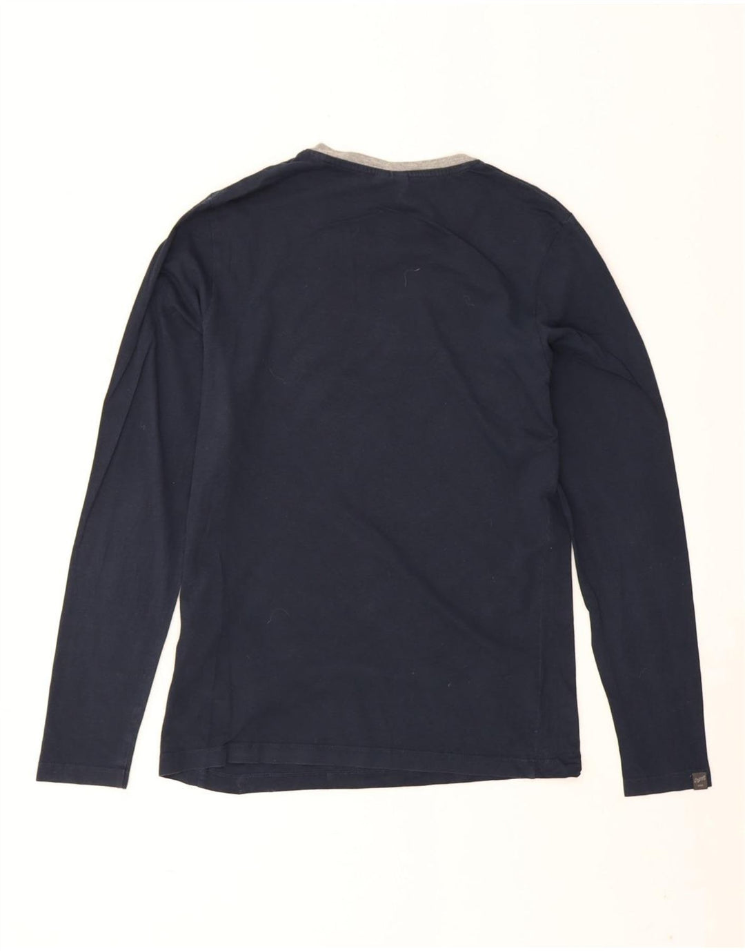 Jack & Jones Camiseta masculina gráfica de manga comprida médio algodão azul marinho