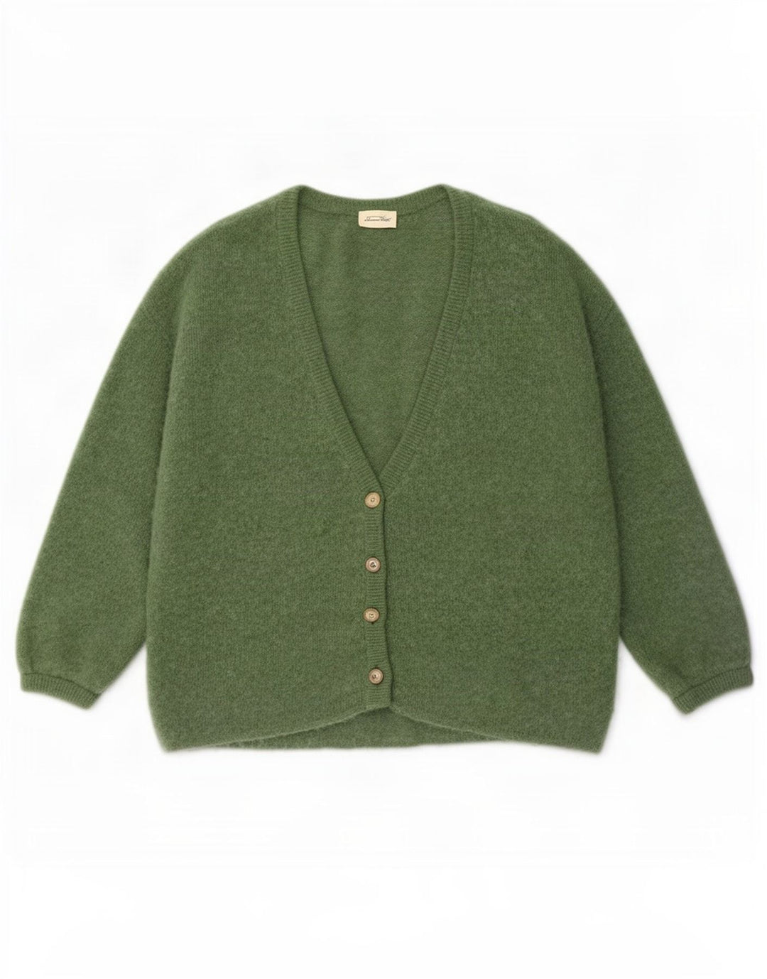 Suéter cardigã feminino vintage manga 3/4 oversized Reino Unido 14 verde médio