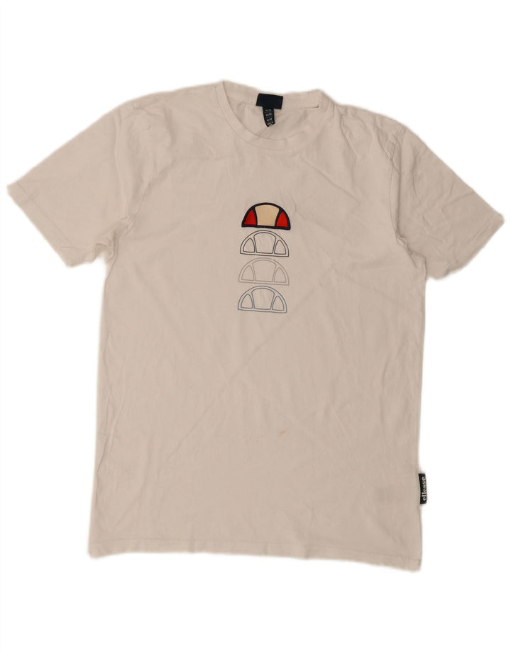 Ellesse Camiseta masculina gráfica Top médio algodão branco