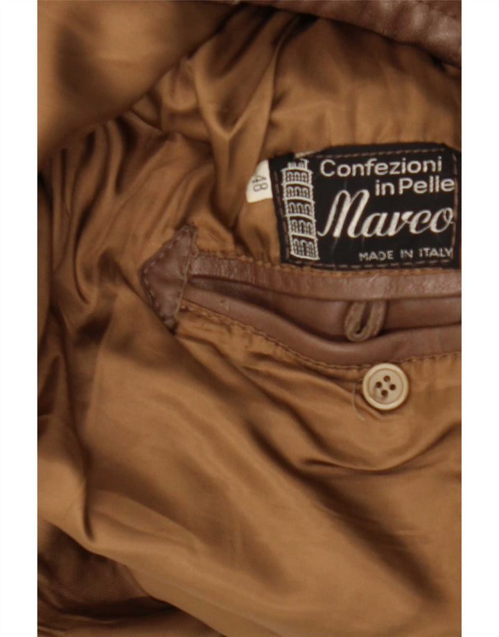Jaqueta de couro masculina vintage IT 48 couro marrom médio