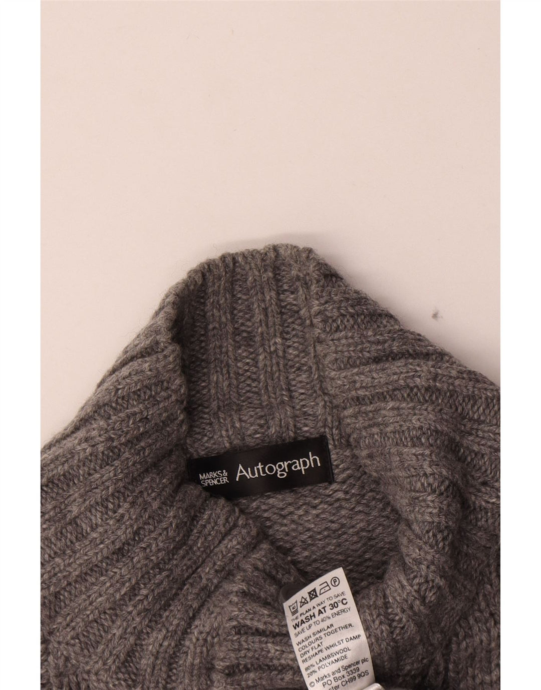 Suéter masculino Marks & Spencer Autograph com gola redonda grande cinza
