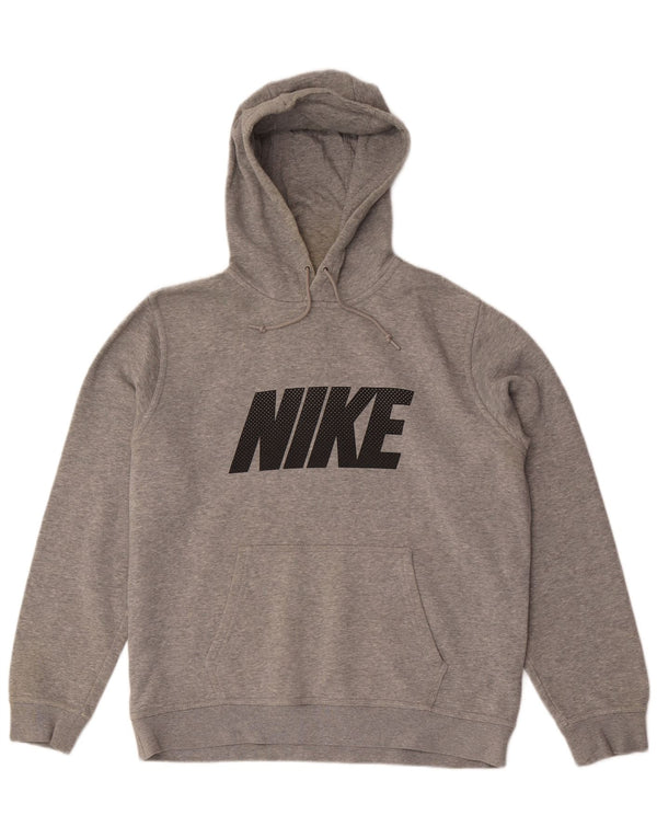 Suéter com capuz gráfico masculino Nike grande algodão cinza