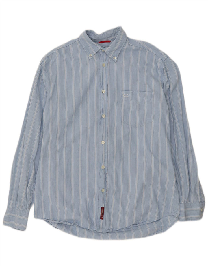 Camisa masculina CARRERA de algodão listrado azul médio