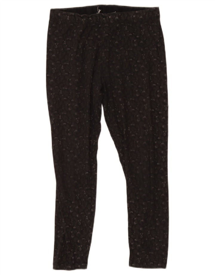 Leggings femininas Fat Face UK 12 algodão manchado preto médio