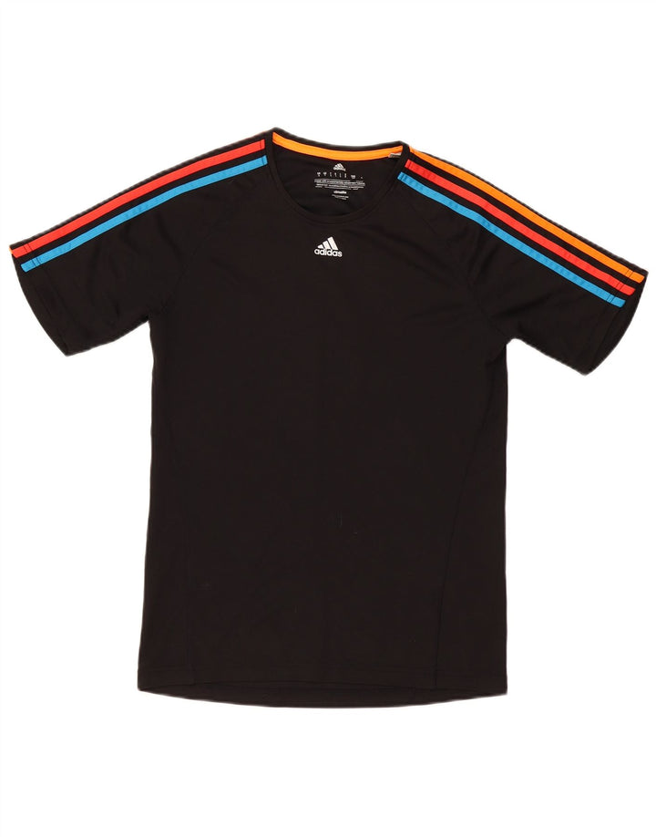 Adidas Mens Climalite Camiseta Top Pequeno Preto Colorblock Poliéster