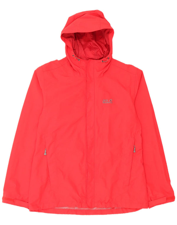 Jaqueta de chuva masculina Jack Wolfskin com capuz Reino Unido 40/42 grande nylon vermelho