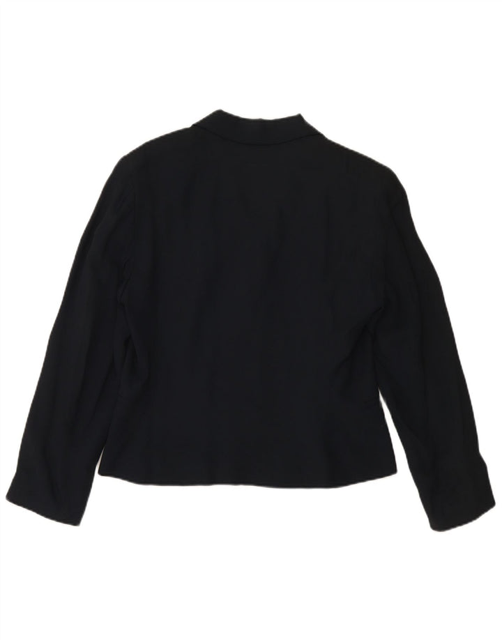 Jaqueta blazer feminina MARELLA com 4 botões Reino Unido 16 grande azul marinho viscose