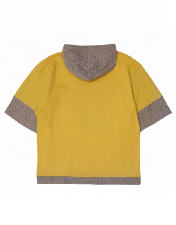 Camiseta masculina vintage com capuz gráfico grande bloco colorido amarelo