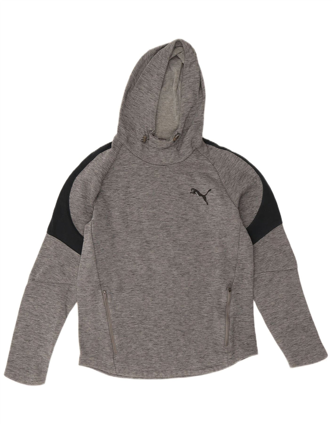 Puma masculino moletom com capuz pequeno cinza colorblock algodão
