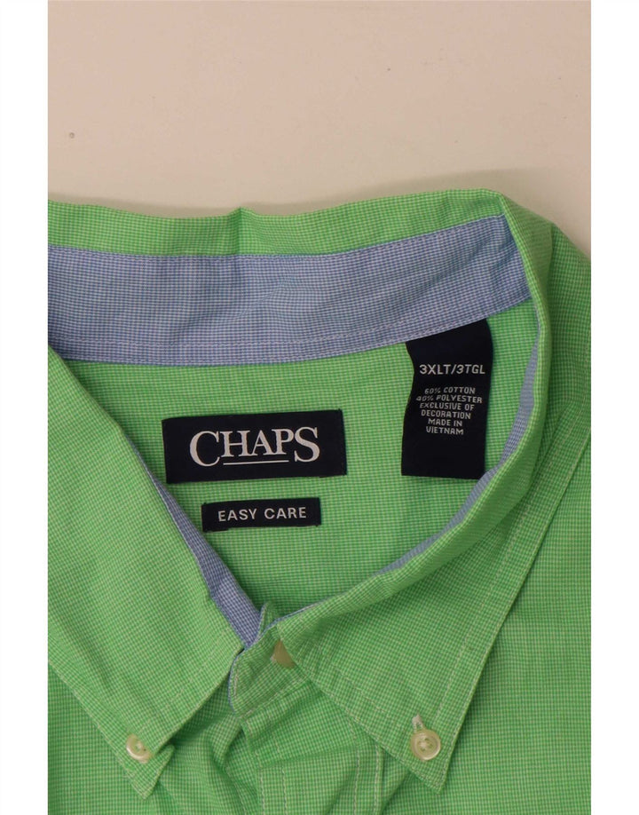 Camisa masculina de manga curta grande e alta Chaps Regular Fit 3XL verde Houndstooth
