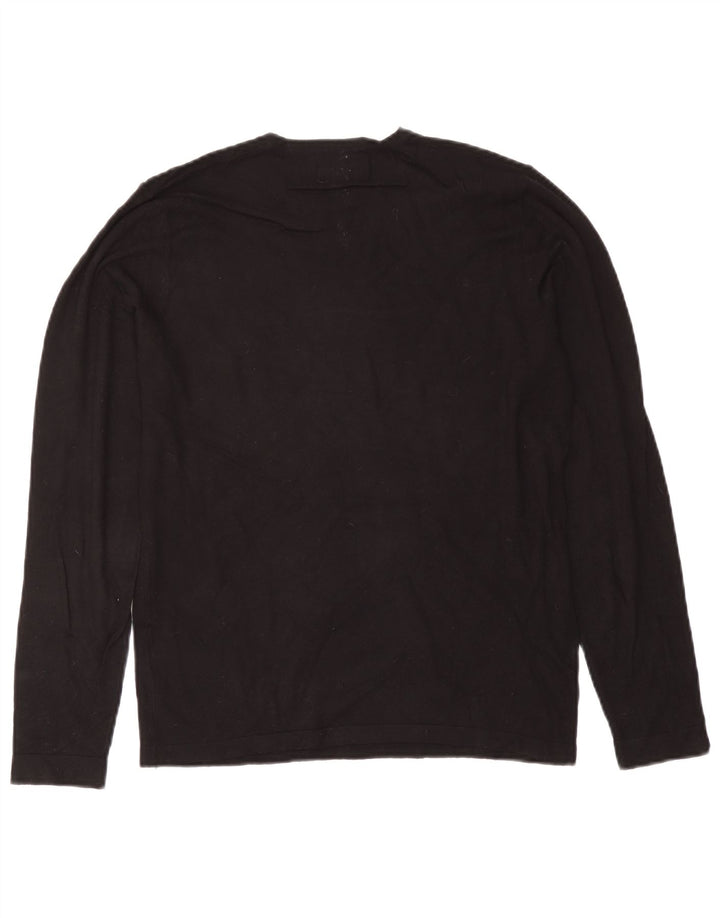 Zara Suéter masculino com gola redonda, preto médio