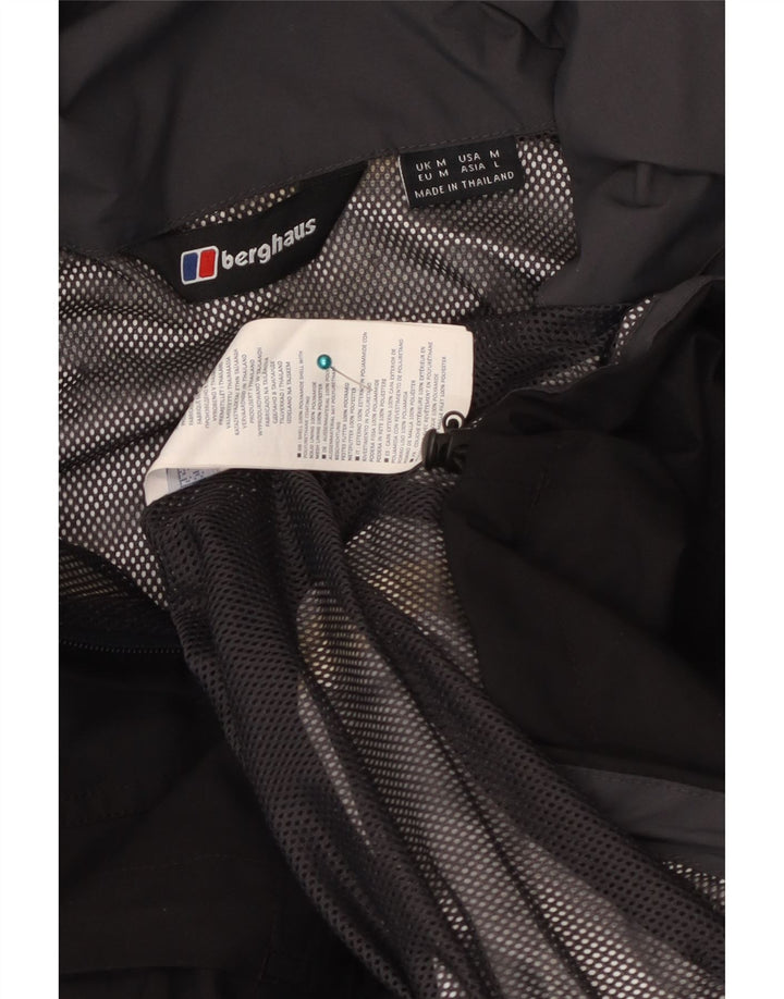 Jaqueta de chuva masculina Berghaus com capuz UK 38 poliamida preta média