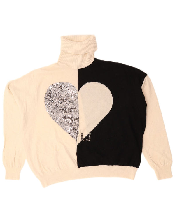 Liu Jo Suéter feminino oversized com gola redonda Reino Unido 18 XL branco colorblock