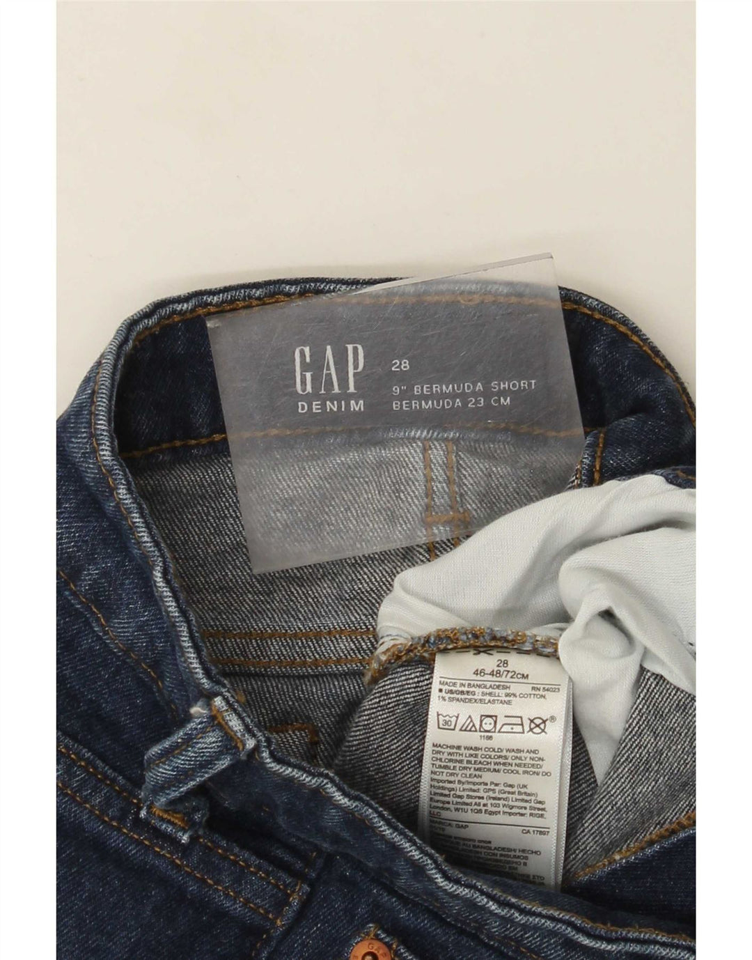 Bermuda jeans feminina Gap W28 algodão azul médio