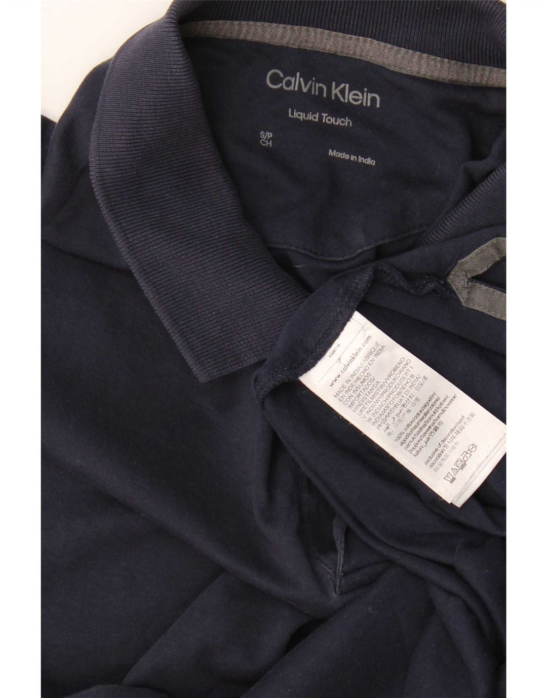 Camisa polo masculina Calvin Klein pequena algodão azul marinho