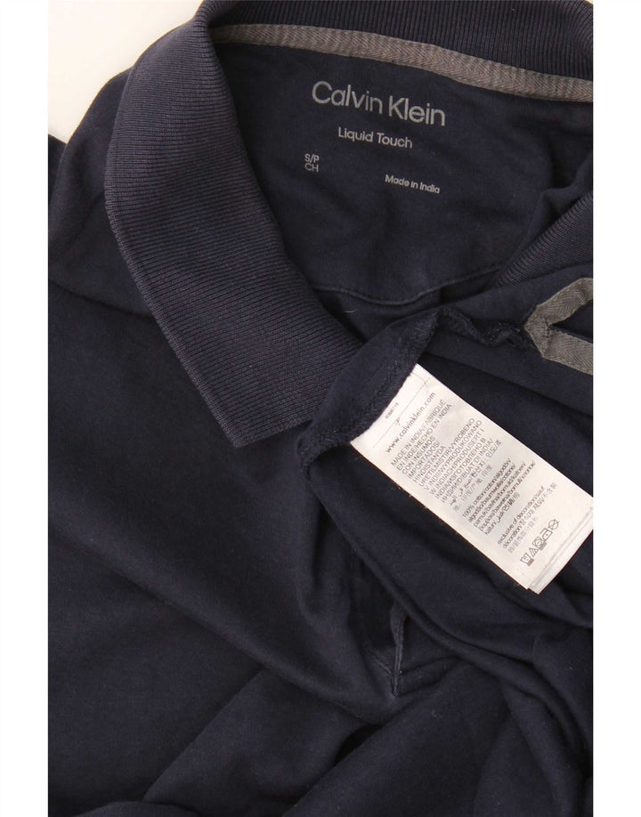 Camisa polo masculina Calvin Klein pequena algodão azul marinho