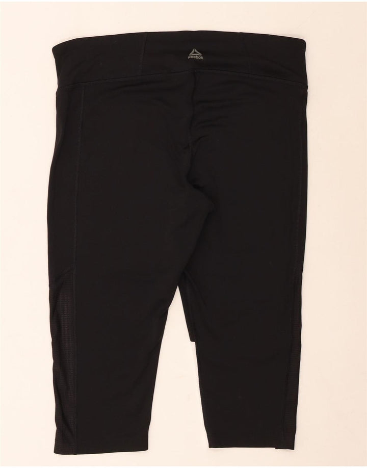 Leggings capri femininos REEBOK Reino Unido 20/22 XL preto colorblock poliéster