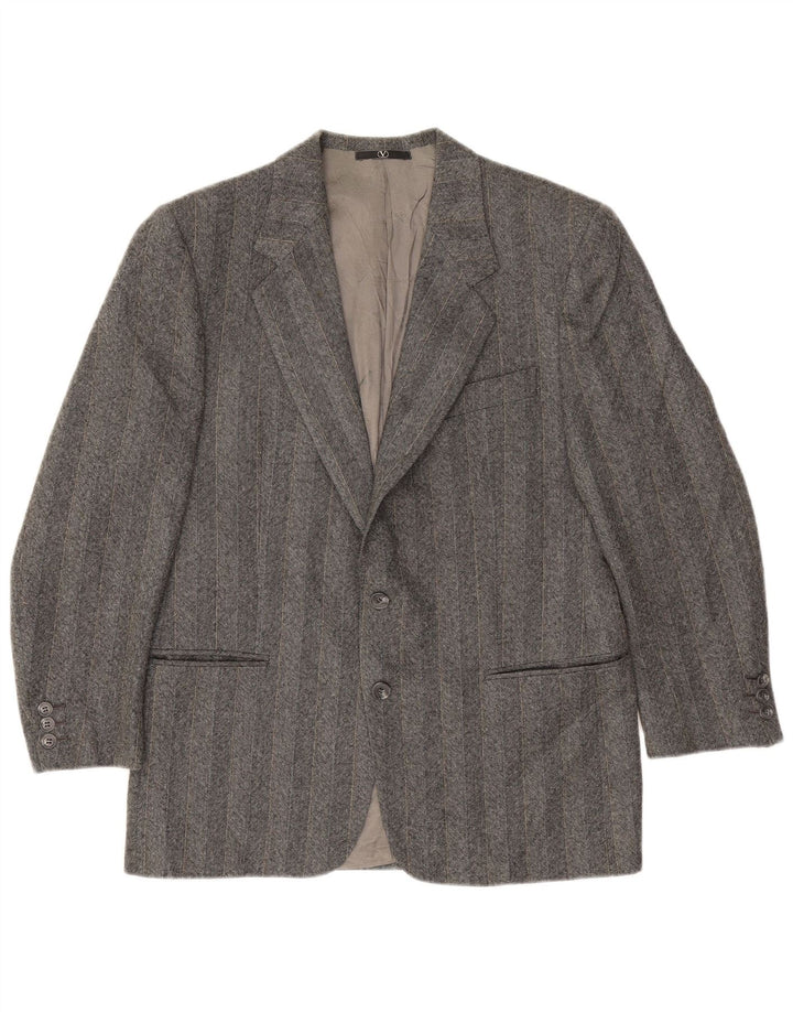 Jaqueta Blazer masculina Valentino com 2 botões IT 48 lã virgem listrada cinza médio