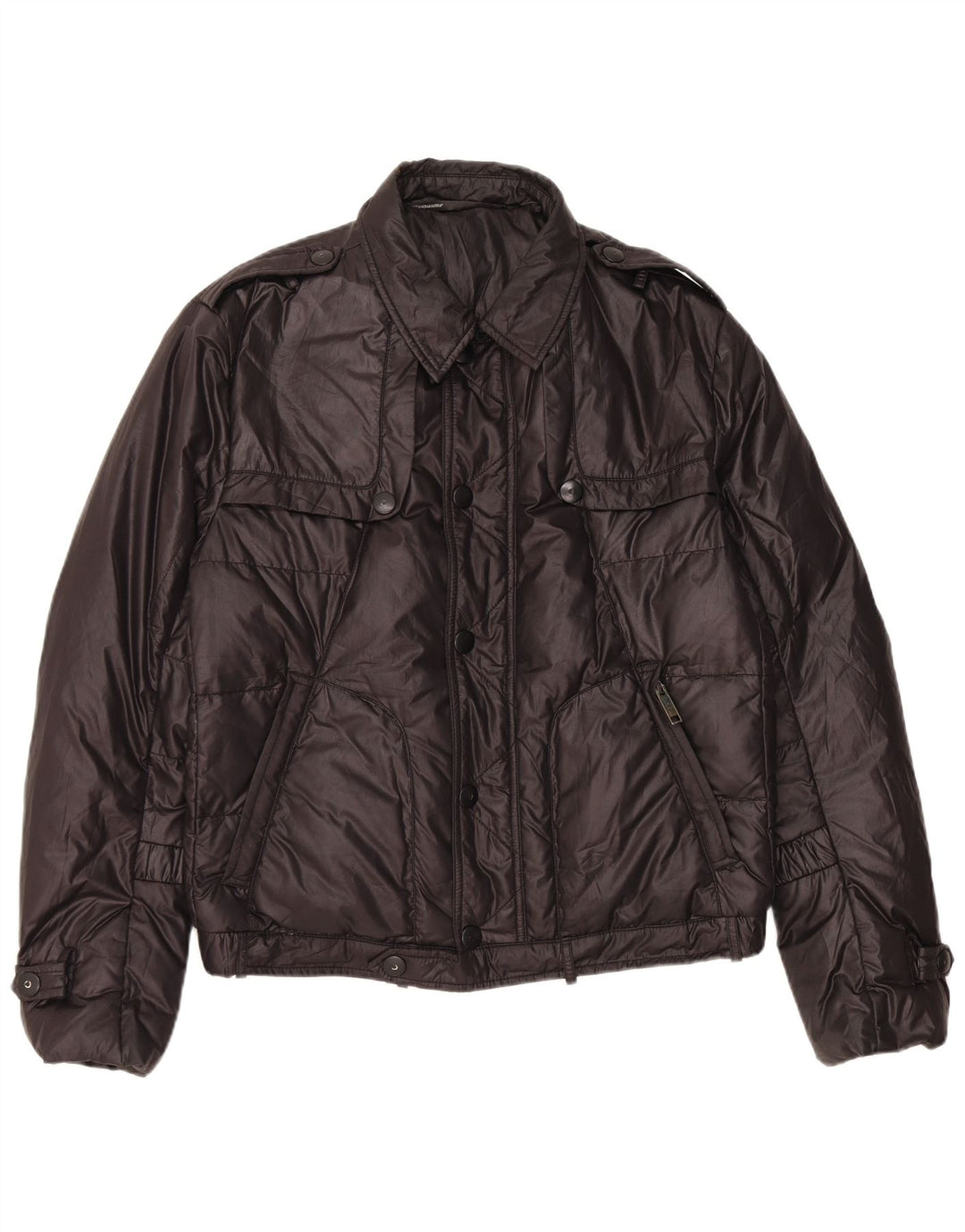 Jaqueta acolchoada militar masculina vintage IT 52 XL poliéster preto