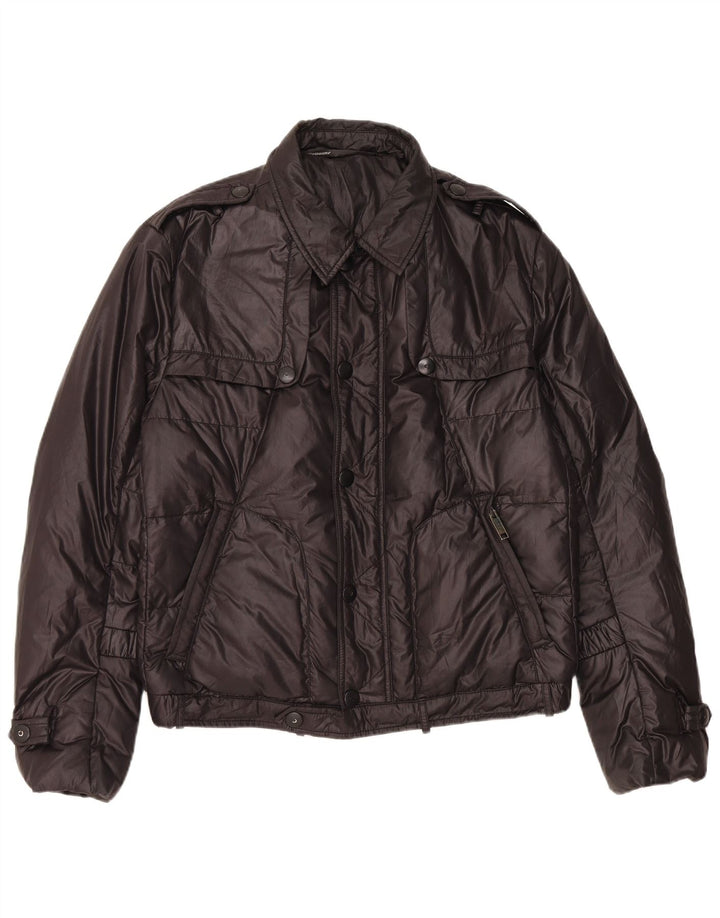 Jaqueta acolchoada militar masculina vintage IT 52 XL poliéster preto