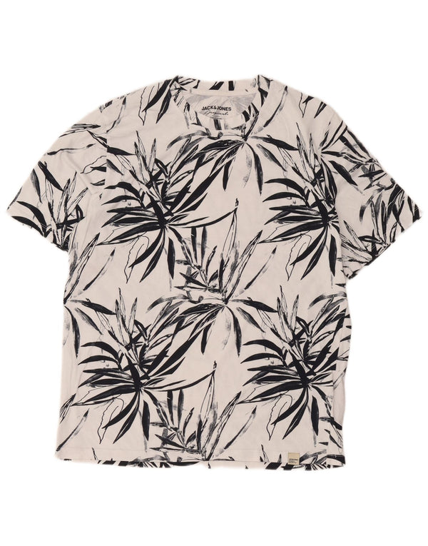 Camiseta masculina Jack & Jones grande algodão floral branco