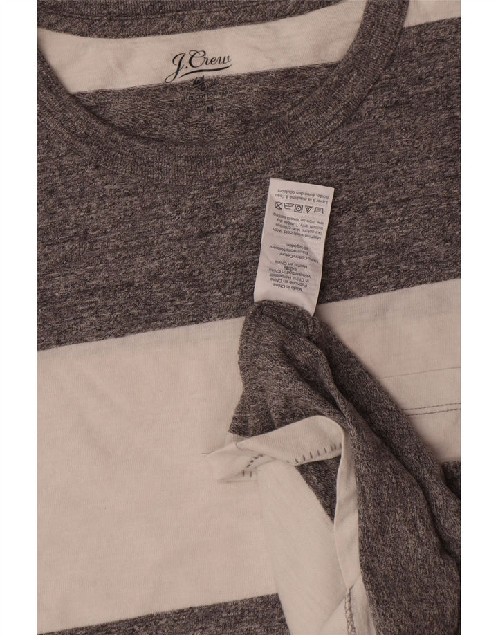 Camiseta masculina J. Crew Top cinza médio listrado algodão