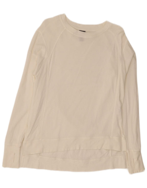 Sweaty Betty feminino oversized manga comprida UK 6 XS algodão branco