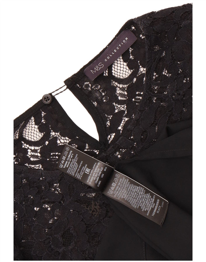 Blusa feminina Marks & Spencer de manga comprida oversized Reino Unido 16 grande preta