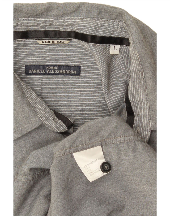 Camisa masculina Daniele Alessandrini grande viscose cinza